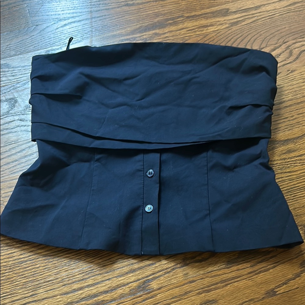 Zara Black Strapless Layered Bustier Tank Top